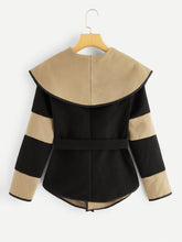 Load image into Gallery viewer, Two-tone Shawl Collar Belted Coat