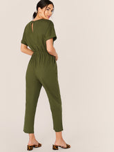 Load image into Gallery viewer, Keyhole Back Roll Up Sleeve Jumpsuit Without Belt