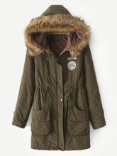 Load image into Gallery viewer, Faux Fur Drawstring Waist Parka Coat