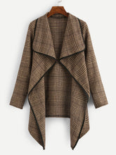 Load image into Gallery viewer, Plaid Waterfall Neck Jacket