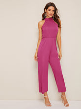 Load image into Gallery viewer, Tie Back Wide Leg Halter Neck Jumpsuit