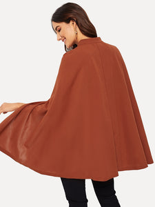 Double Button Mock Poncho Coat