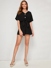 Load image into Gallery viewer, Buttoned Front Tie Front Romper