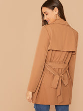 Load image into Gallery viewer, Notch Collar Foldover Back Belted Coat