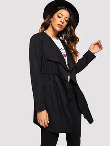 Waterfall Collar Drawstring Waist Coat