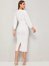 Load image into Gallery viewer, Self Belted Split Hem Surplice Wrap Dress