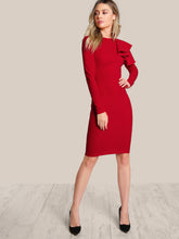 Load image into Gallery viewer, One Side Tiered Ruffle Bodycon Dress