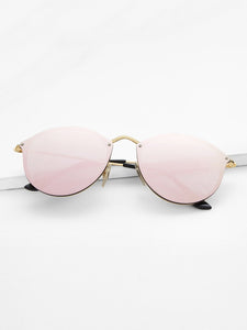 Mirror Lens Metal Frame Sunglasses