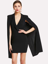 Load image into Gallery viewer, Surplice Front Shawl Collar Cape Dress