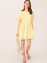 Load image into Gallery viewer, Flounce Sleeve Solid Schiffy Dress