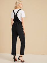 Load image into Gallery viewer, Zipper Front Drawstring Waist Solid Overalls