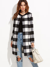 Load image into Gallery viewer, Checkered Open Front Collarless Coat