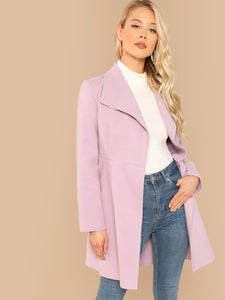 Waterfall Collar Self Belted Coat