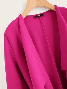 Waterfall Collar Pocket Front Wrap Coat