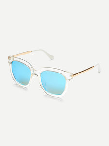 Clear Frame Mirror Lens Sunglasses