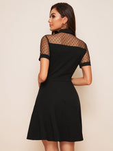 Load image into Gallery viewer, Sweetheart Neck Dot Mesh Skater Dress