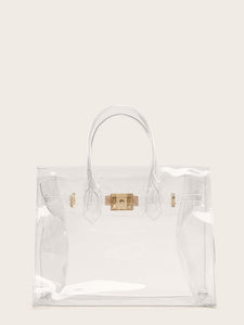 Metal Buckle Clear Tote Bag