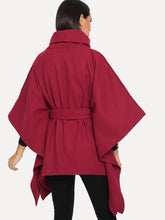 Load image into Gallery viewer, Turtleneck Belted Poncho Coat