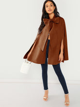 Load image into Gallery viewer, Slit Back Tied Front Cape Coat