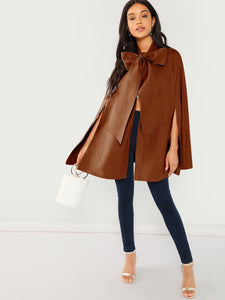 Slit Back Tied Front Cape Coat