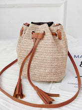 Load image into Gallery viewer, Tassel Decor Woven Bag With Drawstring