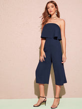 Load image into Gallery viewer, Solid Flounce Foldover Front Wide Leg Tube Jumpsuit