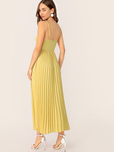 Surplice Neck Pleated Cami Dress