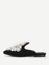 Load image into Gallery viewer, Faux Pearl Decorated Flat Mules