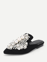 Load image into Gallery viewer, Faux Pearl Decorated Flat Mules