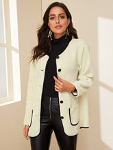 Load image into Gallery viewer, Dual Pocket Button Through Contrast Binding Teddy Coat