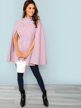 Load image into Gallery viewer, Button Front Self Belted Cape Coat