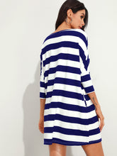 Load image into Gallery viewer, Batwing Sleeve Striped Dress