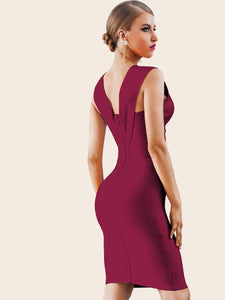 Adyce Zip Back Plunge Neck Bandage Dress