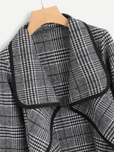 Load image into Gallery viewer, Plaid Waterfall Neck Jacket