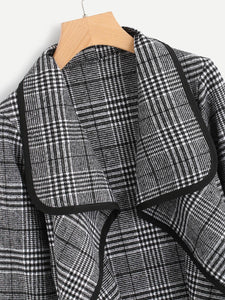 Plaid Waterfall Neck Jacket