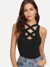 Load image into Gallery viewer, Criss Cross Solid Skinny Shell Top