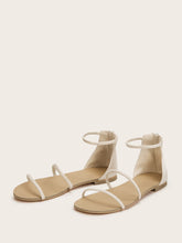 Load image into Gallery viewer, Back Zipper Ankle Strap Flat Sandals