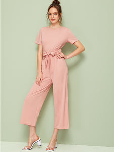 Knot Front Solid Jumpsuit