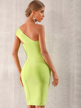 Load image into Gallery viewer, Adyce Neon Pink One Shoulder Midi Bandage Dress