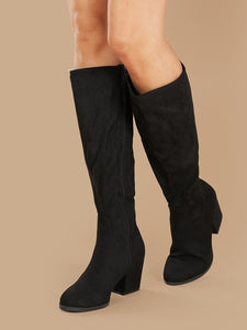 Plain Suede Knee High Boots