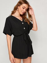 Load image into Gallery viewer, Buttoned Front Tie Front Romper