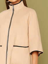 Load image into Gallery viewer, Zipper Front Contrast Side Patch Pocket Coat