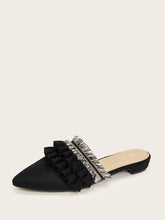 Load image into Gallery viewer, Tassel And Ruffle Detail Flat Mules