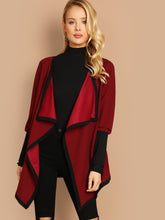 Load image into Gallery viewer, Waterfall Collar Contrast Cuff Coat