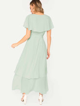 Load image into Gallery viewer, Self Belted Surplice Wrap Cape Dress