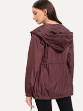 Load image into Gallery viewer, Zip Up Hooded Windbreaker Jacket