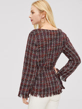 Load image into Gallery viewer, Raw Hem Belted Tweed Coat