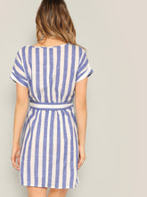 Load image into Gallery viewer, Block Striped Belt Dress