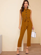 Load image into Gallery viewer, Buttoned Pocket Patched Belted Utility Jumpsuit