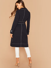 Load image into Gallery viewer, Notch Collar Contrast Stitch Belted Coat